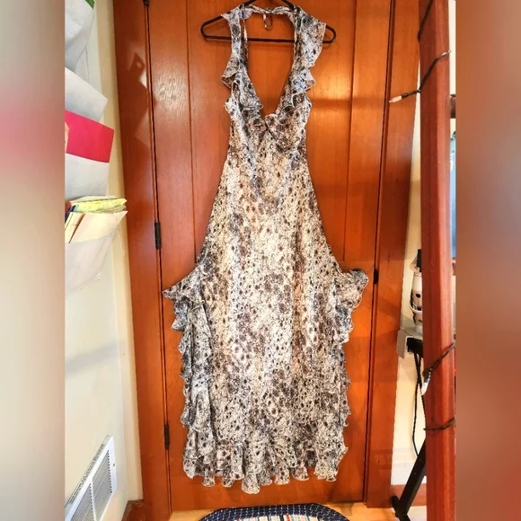 Max Studio Dresses Nwt Max Studio Y2k Halter Ruffle Maxi Dress